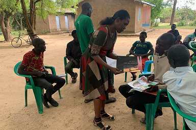 Rachel during one of her Bible classes with youths in Karamoja.
