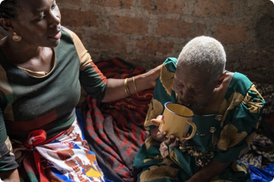Rachel attending to an elderly person during one of her visits.