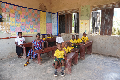 Some of the children and teachers at Golden Care School